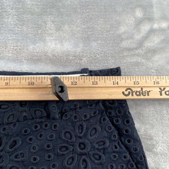 J Crew Pants 0 Navy Blue Pinwheel Eyelet Embroidery Cafe Capri 65899 - Picture 9 of 16